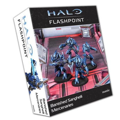 Halo Flashpoint expansion box featuring four blue Banished Sangheili miniature figures