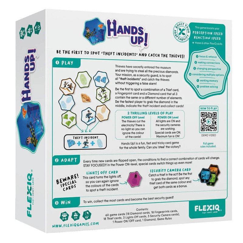 Group of people playing a card game called Hands Up, cards and hands visible on the table