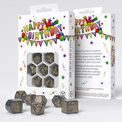 Q Workshop’s - Happy Birthday RPG Dice Set - Confetti - Good Games