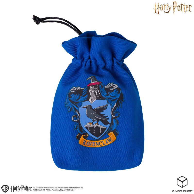 Blue Q Workshop Harry Potter Ravenclaw dice pouch featuring the Ravenclaw house crest with a raven and RAVENCLAW banner designed for holding dice