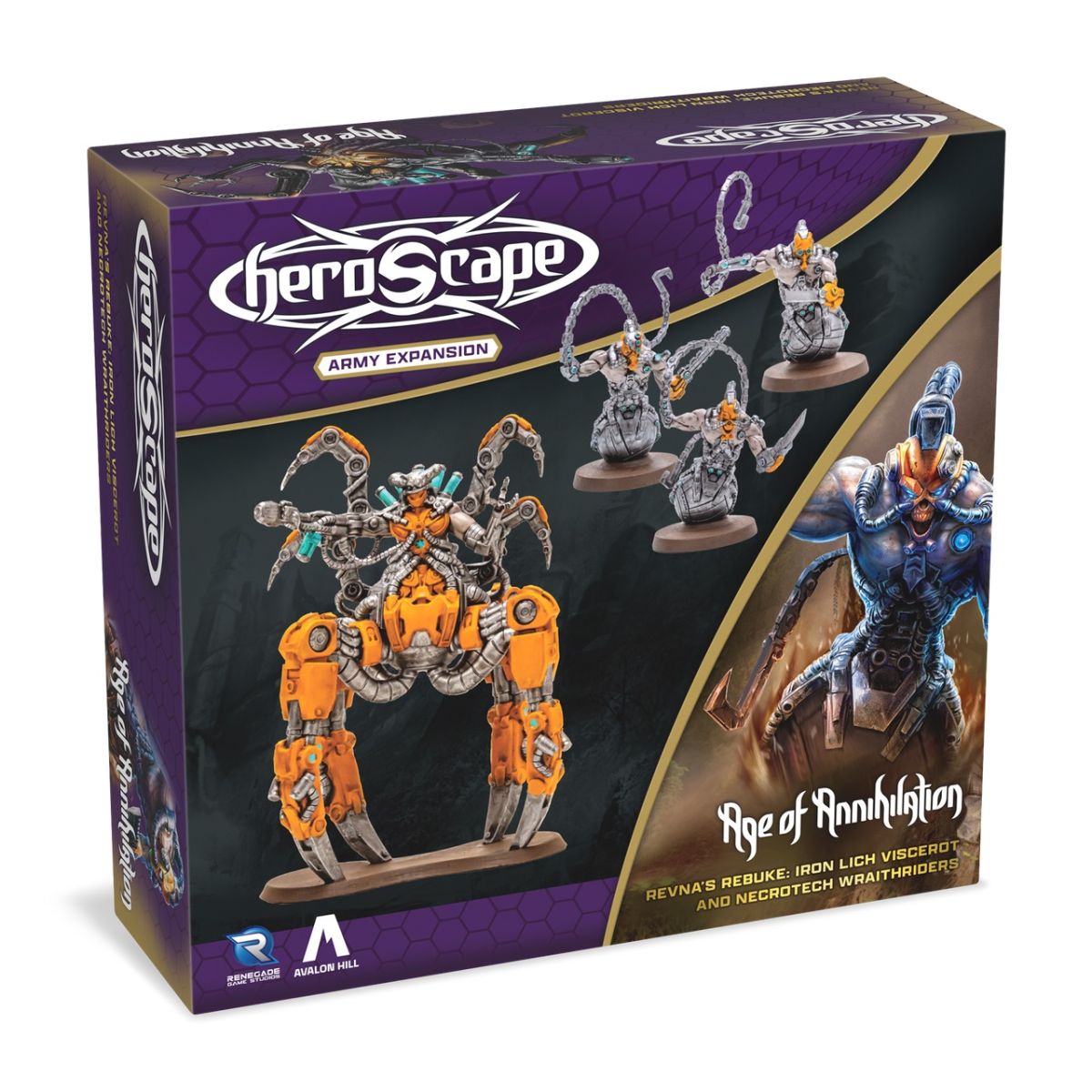 Heroscape - Revna’s Rebuke - Iron Lich Viscerot and Necrotech Wraithriders Army Expansion - Good Games
