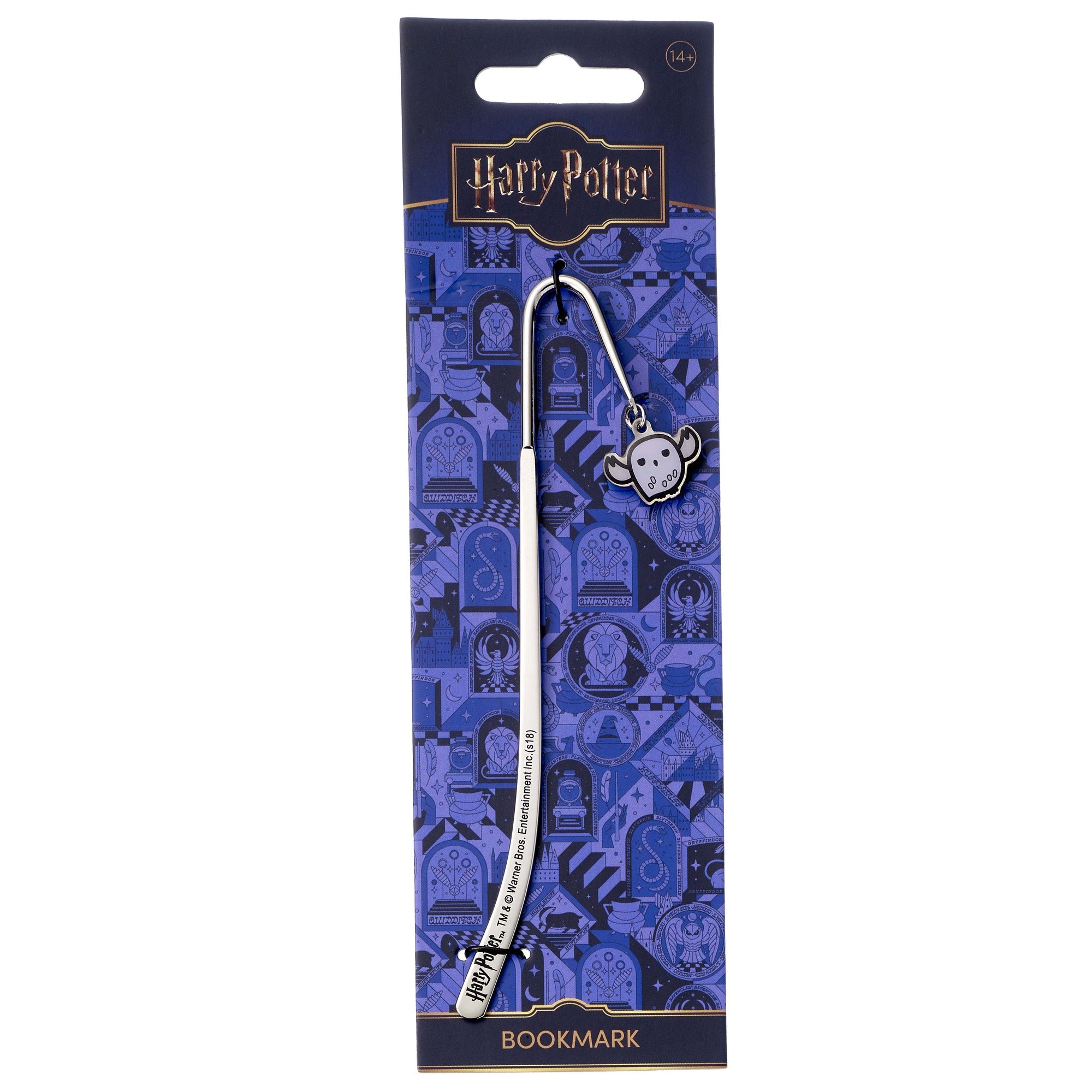 Harry Potter chibi Hedwig owl bookmark with cute cartoon design, white and brown owl perched on a branch, detailed feathers