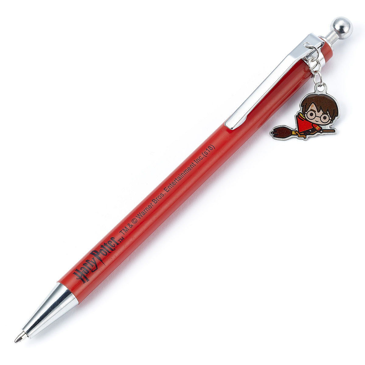 Close-up of The Carat Shop&#39;s Harry Potter chibi pen showing detailed Harry Potter figure with wand and glasses