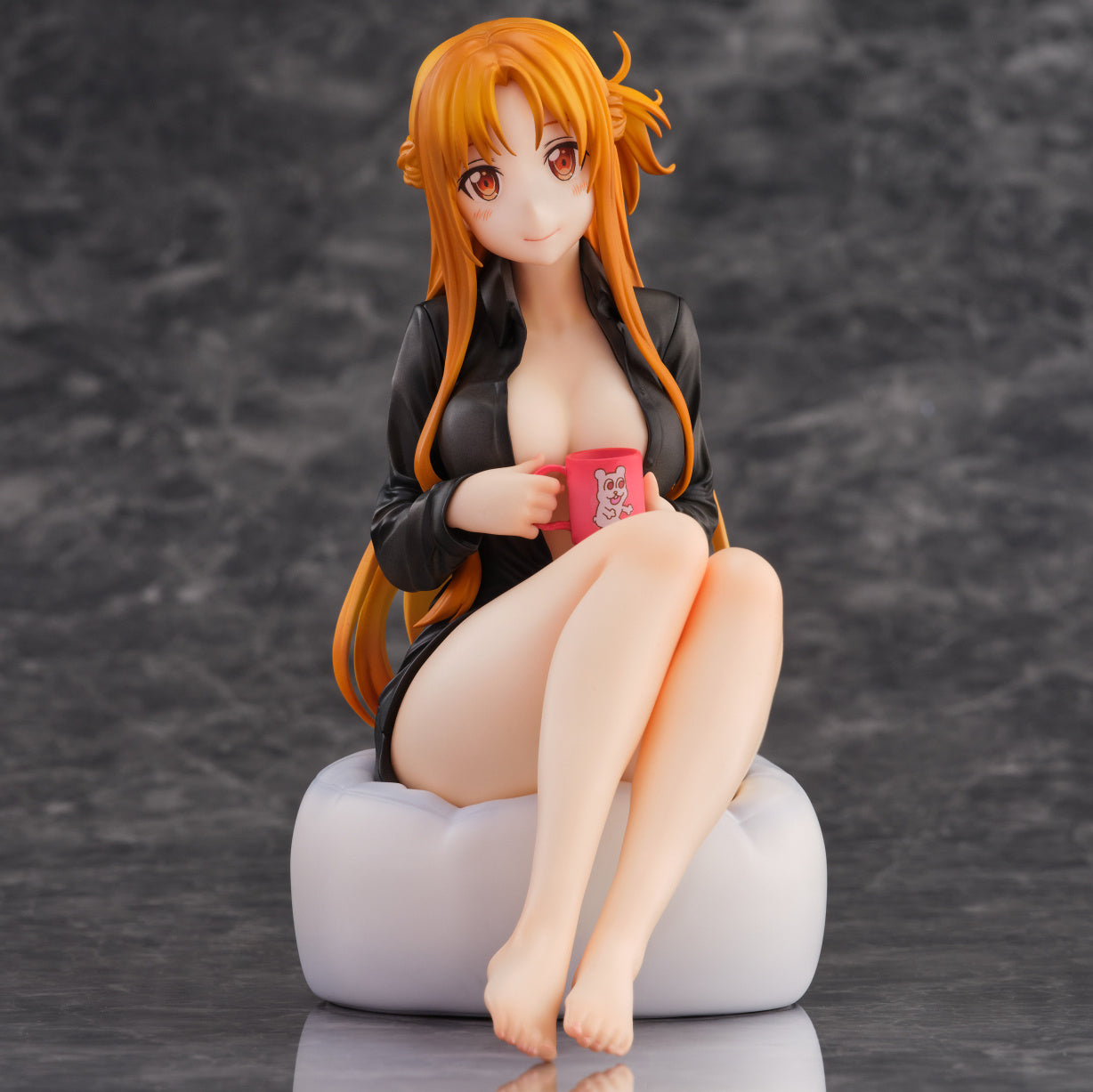 Rear angle of the figure showing Asuna's long flowing orange hair cascading over her back