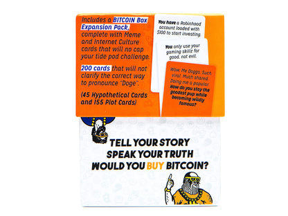 Bitcoin Box expansion pack for a card game with meme and internet culture cards