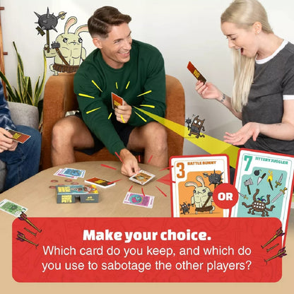 Excited players choosing cards for the Power Hungry Pets game, Graphics show animated characters and highlighted cards