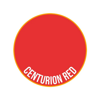 Red circle with an orange border and "Centurion Red" text curved along the bottom