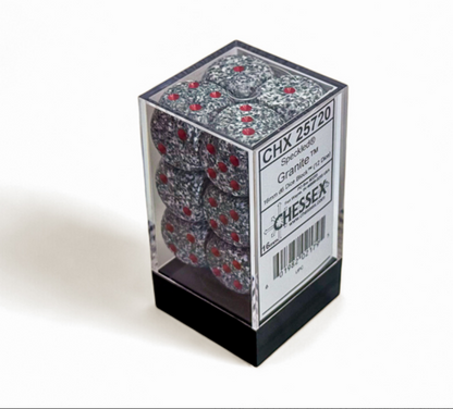 Chessex - Speckled 16mm D6 Dice 12-Piece Set - Granite - Good Games
