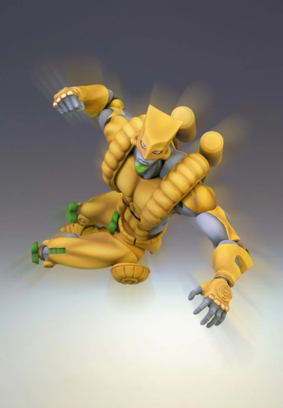 Yellow and gray anime figure with powerful pose
