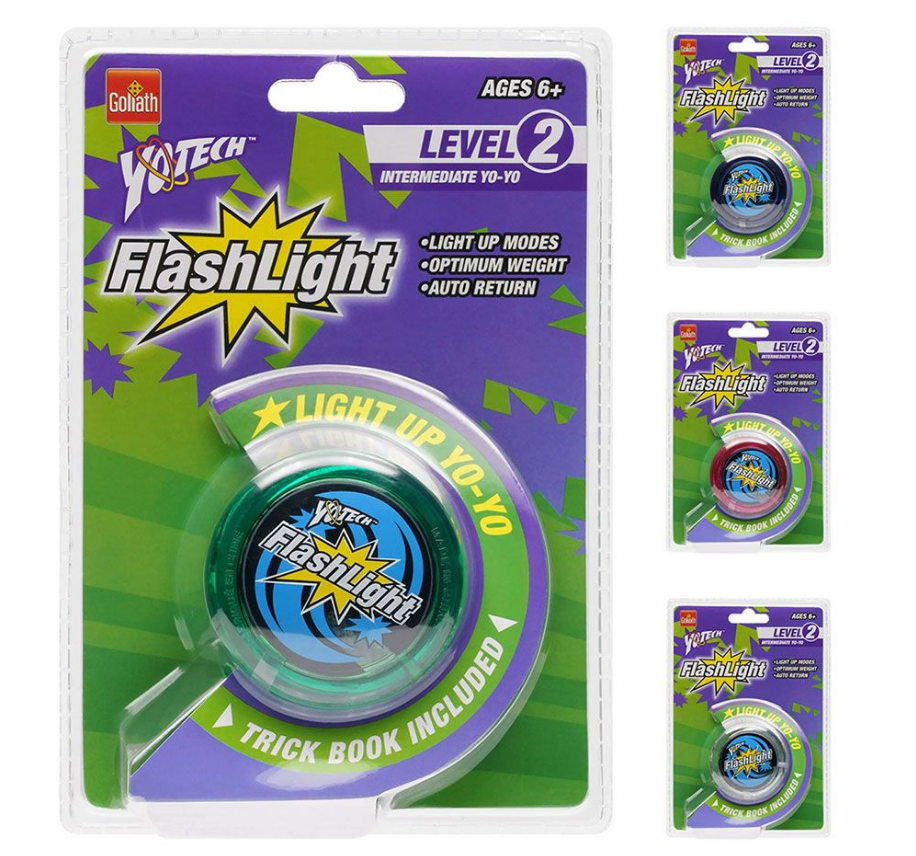 Crown &amp; Andrews Yotech Flash Light Level 2 Yo-Yo in blister packaging and colour assortment