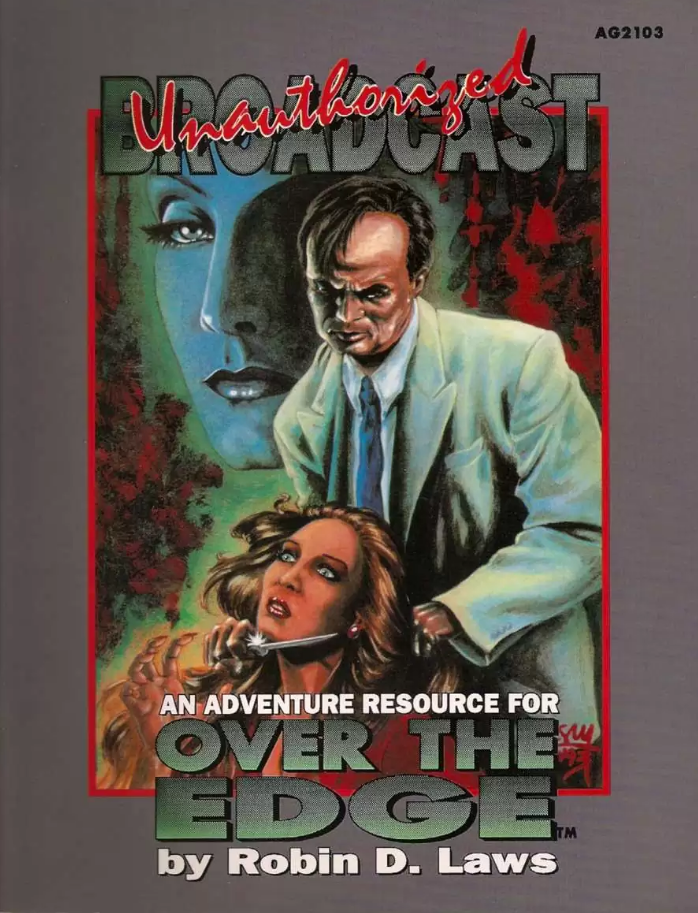 Game cover: A menacing man holds a knife to a terrified woman's throat, an ethereal blue face watches from the background