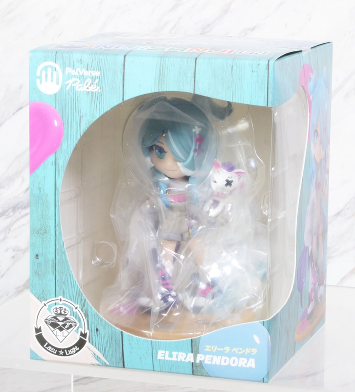 PalVerse Pale Elira Pendora figure in box light blue wooden textured box with window and large pink balloon graphic