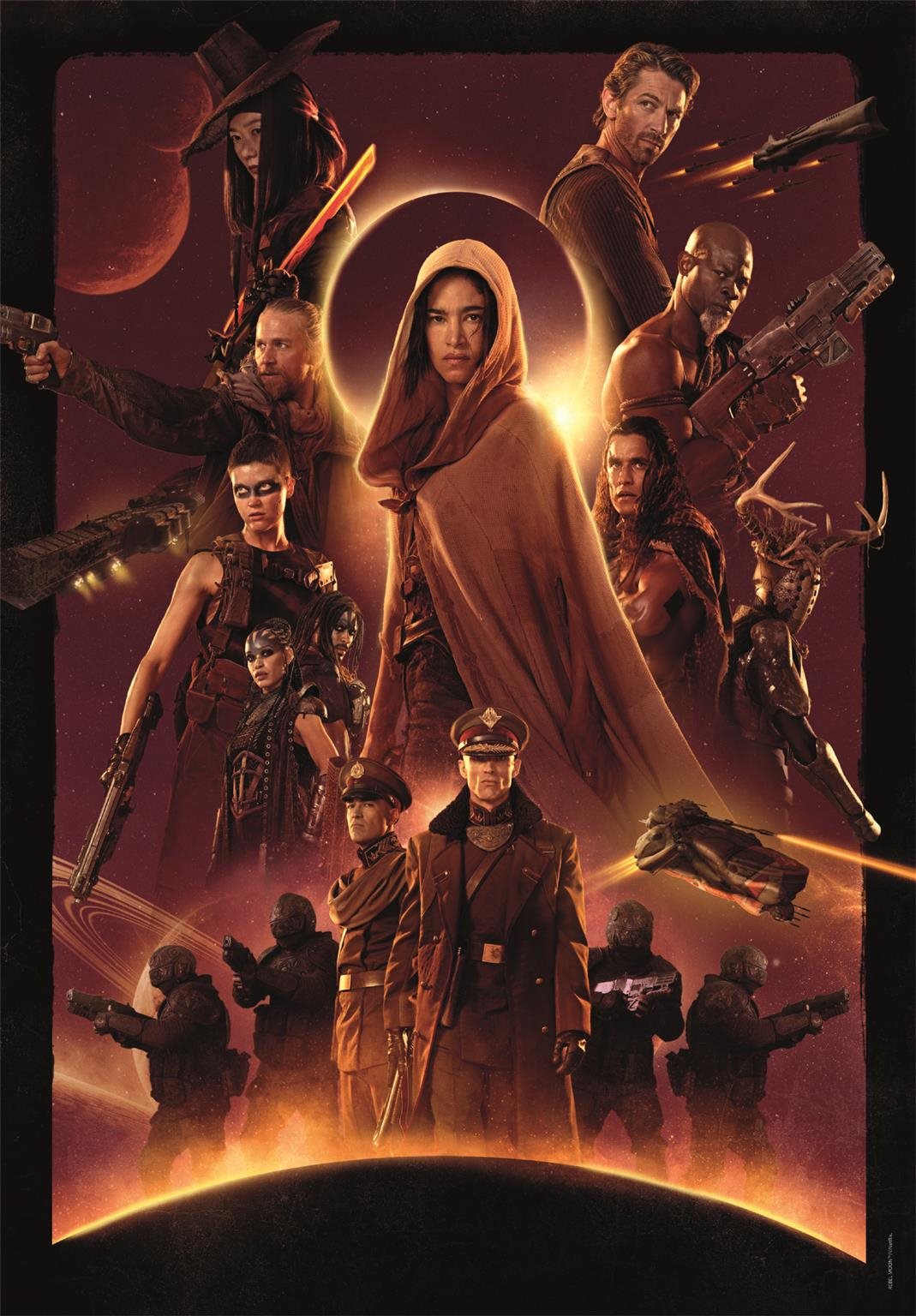 Rebel Moon puzzle compact 3 poster featuring intense battle scene