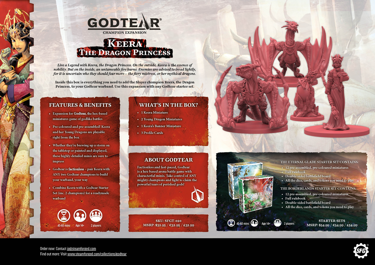 Back of Godtear Miniature - Keera, The Dragon Princess &amp; Young Dragons