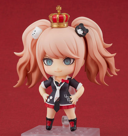 Good Smile Company Nendoroid Junko Enoshima figure with twin ponytails red crown Monokuma hair clips and black school uniform