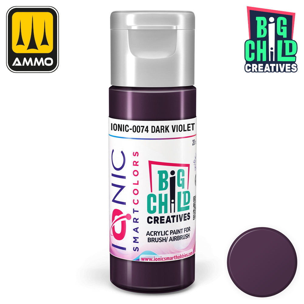 Dark violet acrylic paint bottle -  shown with a color swatch