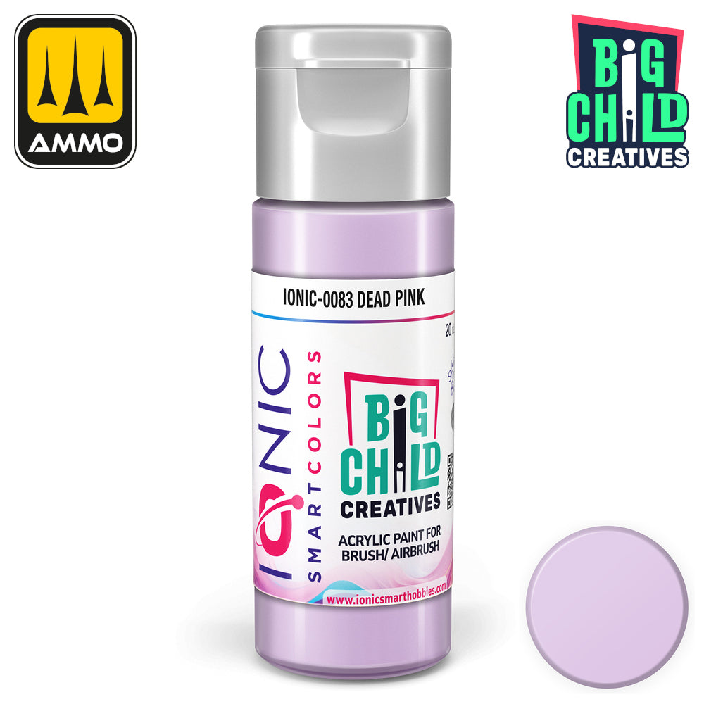 IONIC Smart Colors Dead Pink acrylic paint bottle with a matching color swatch