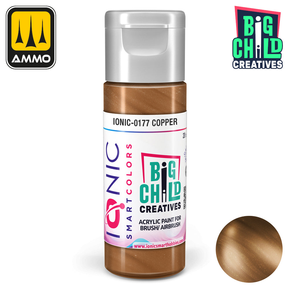 IONIC Smart Colors IONIC-0177 copper acrylic paint for brush/airbrush -  with swatch