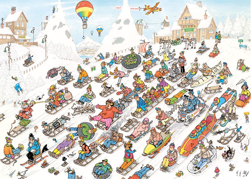 Jan Van Haasteren - All Going Downhill 2000 Piece Jigsaw - Good Games