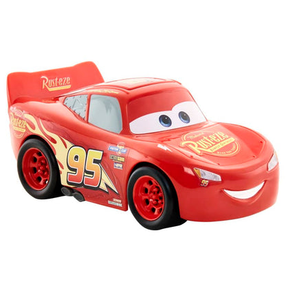 Red Lightning McQueen toy car with #95, yellow flames, and a smiling face