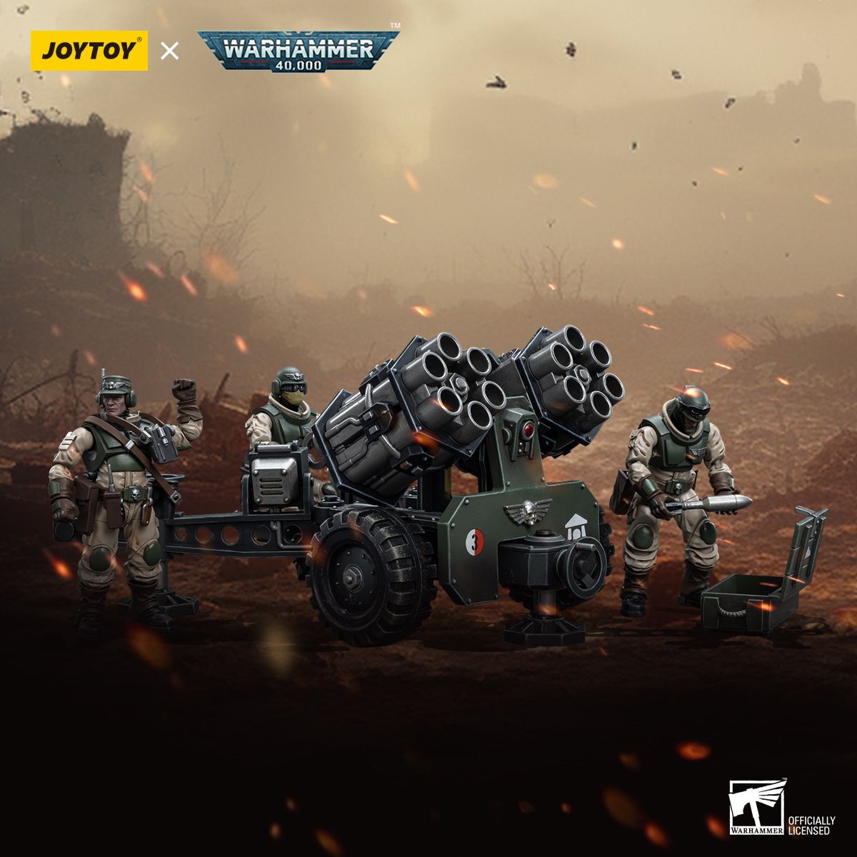 Warhammer Collectibles: 1/18 Scale Astra Militarum Ordnance Team with Malleus Rocket Launcher - Good Games