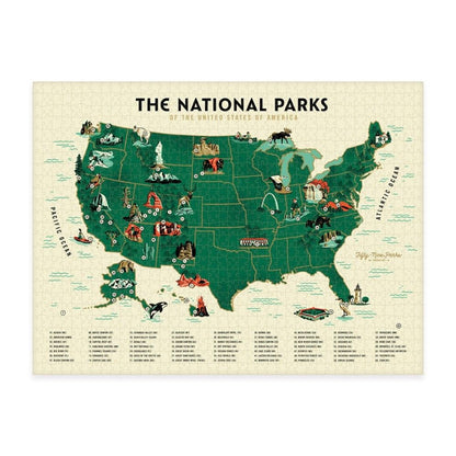 Keymaster Games Parks Puzzles National Parks Map - 1000 piece Puzzle - Good Games