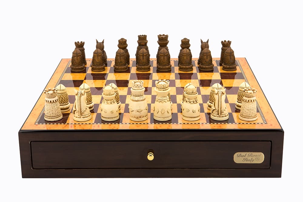 Dal Rossi 18 Chess Set Walnut Finish w/ Medieval Pieces - Good Games