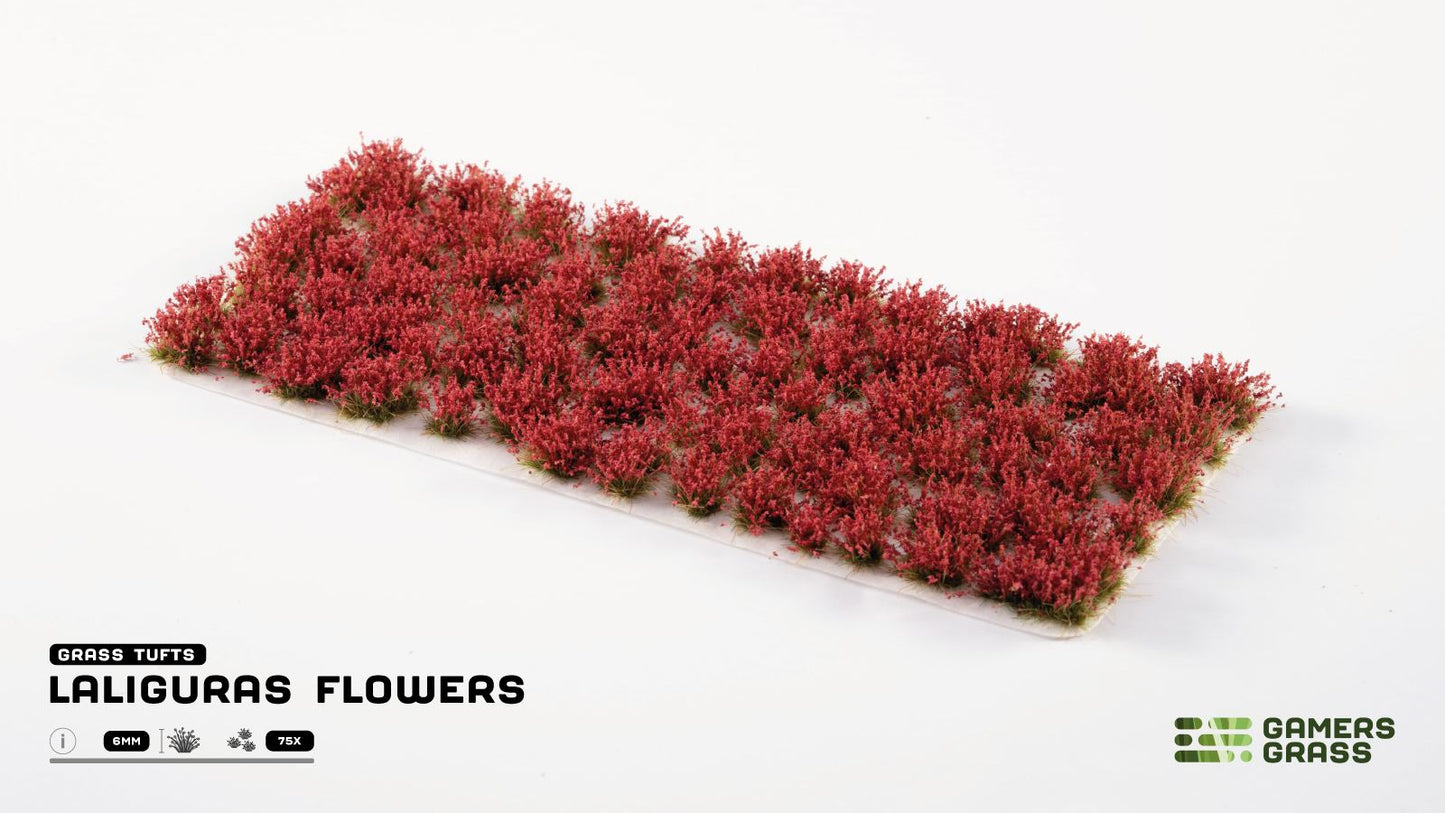 Sheet of dense, red miniature flower tufts (Laliguras Flowers) for model terrain