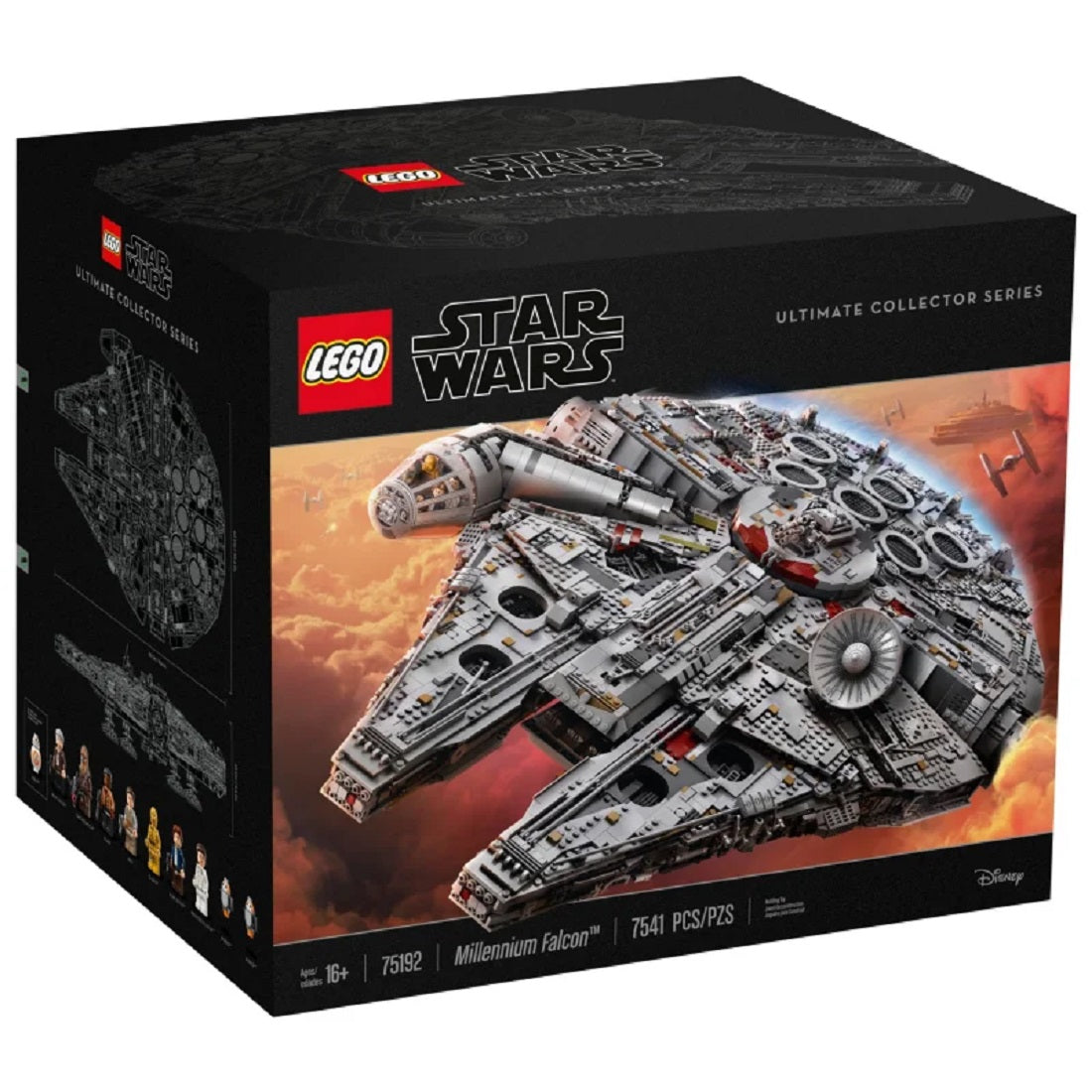 LEGO Star Wars Ultimate Collector Series box featuring the detailed Millennium Falcon spaceship model
