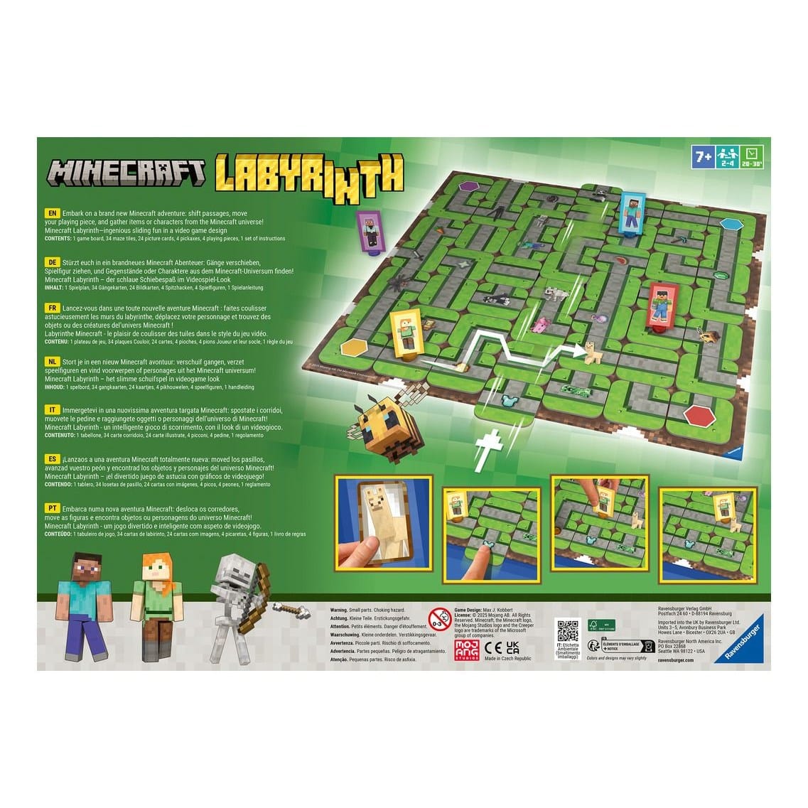 The game board for Minecraft Labyrinth, a maze game where players move blocky character pawns