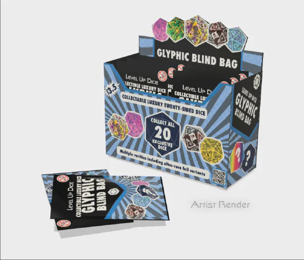 Level Up Dice - Glyphic Blind Bag Series 3.5 D20 Box (6) - Good Games