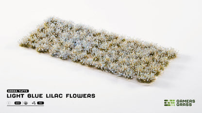 Modeling grass tufts with dense light blue and lilac flowers