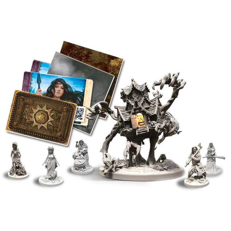 Destinies Witchwood miniatures set with Baba Yaga&#39;s house villagers and character cards