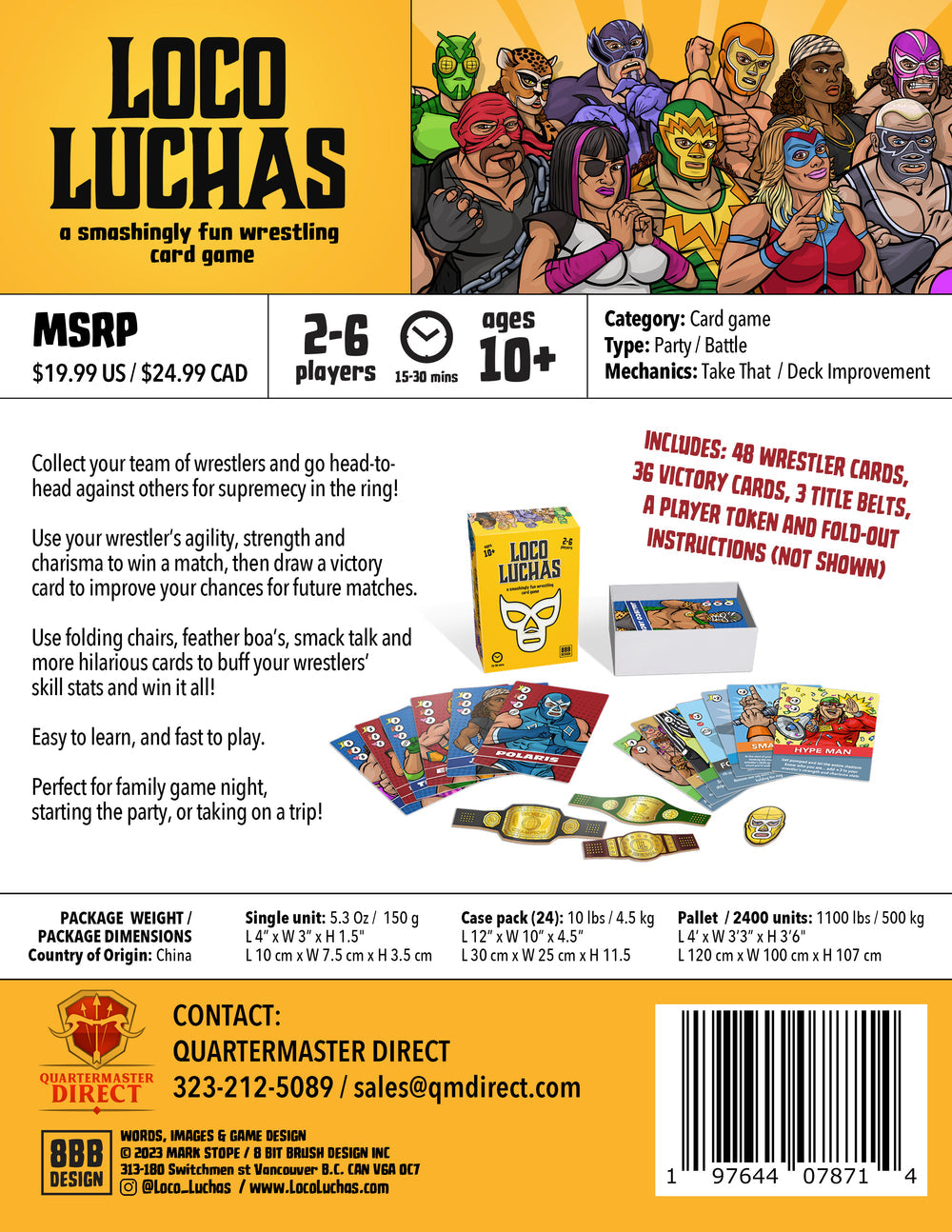 Loco Luchas promotional one-sheet highlighting features and visual overview