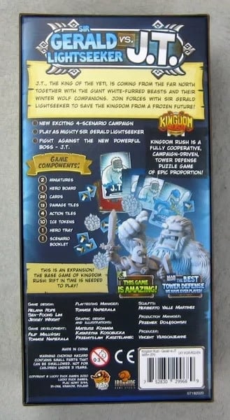 Kingdom Rush: Rift in Time Sir Gerald vs JT expansion box back with character art