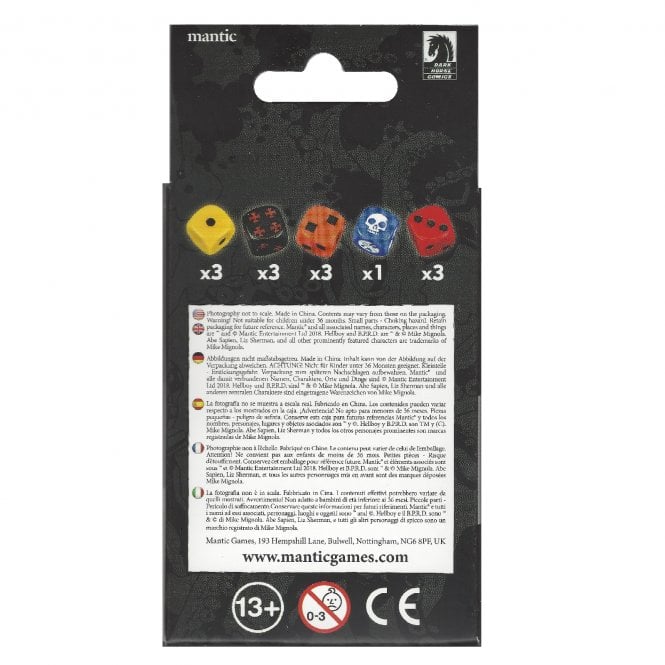 Hellboy The Board Game Dice Booster with mixed colored dice.