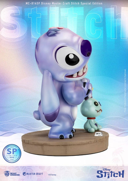 Close-up of Stitch’s mischievous face and Scrump doll details