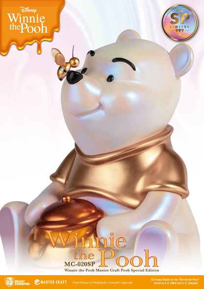 Disney Winnie the Pooh Master Craft Pooh Special Edition limited to 999 pieces featuring iridescent pearl finish with gold accents and a honey pot