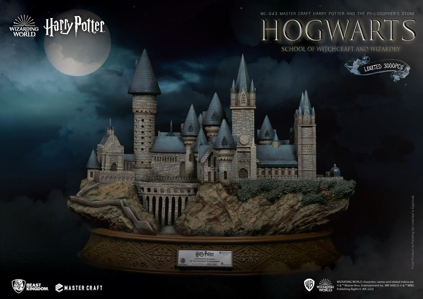 Front view of the Beast Kingdom MC-043 Hogwarts School statue with detailed spires