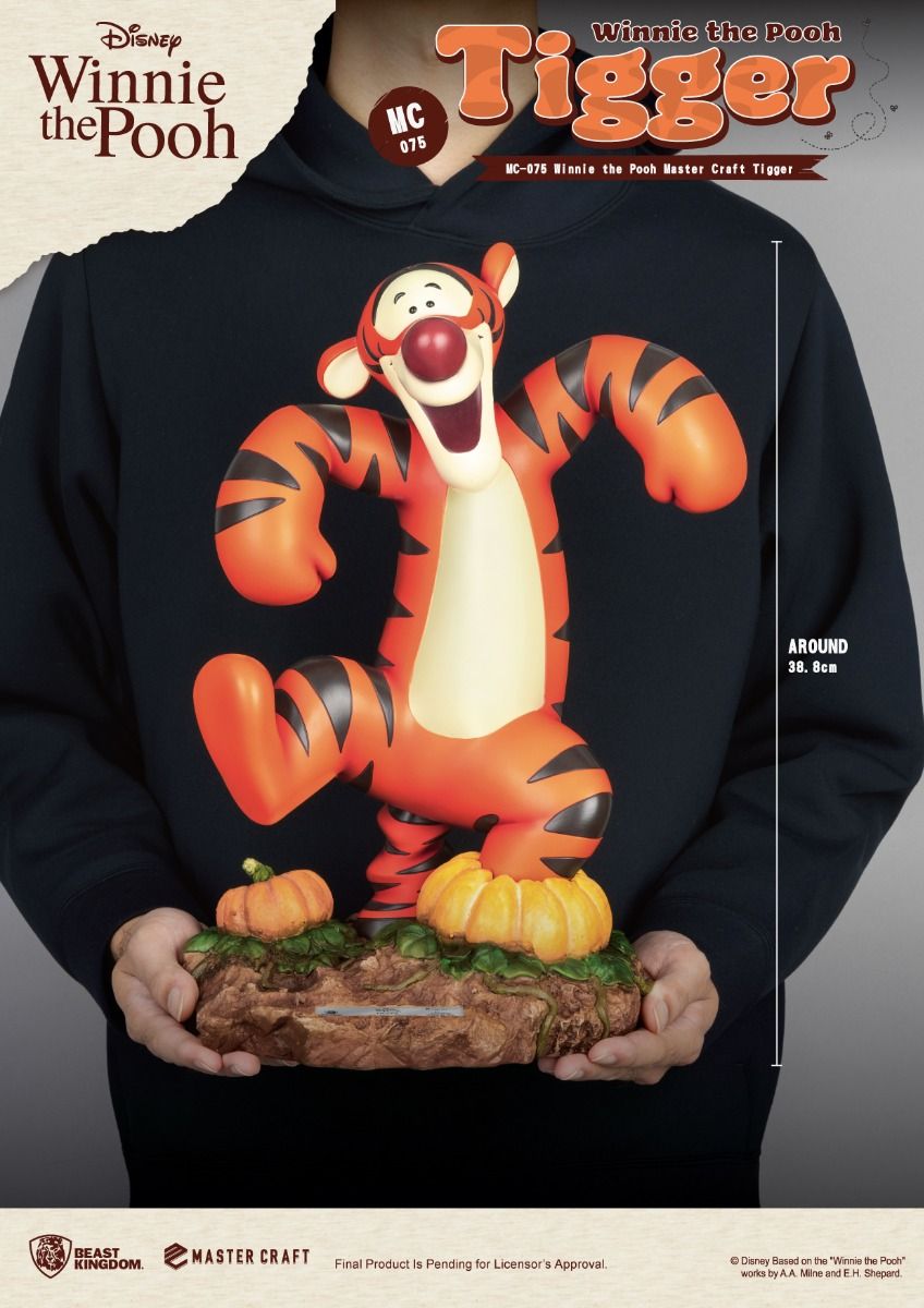 Tigger Master Craft statue smiling with arms outstretched on honey-themed base