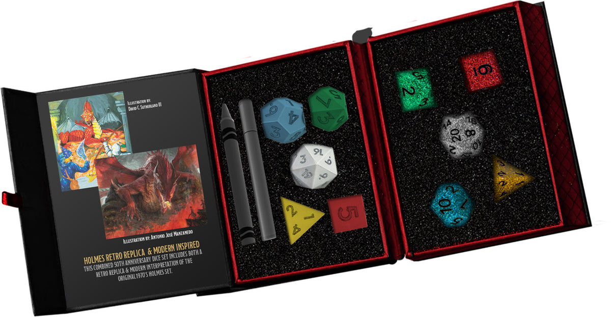 Metallic Dice Games Dungeons &amp; Dragons 50th Anniversary Then/Now - Holmes Retro &amp; Modern Set (Preorder) - Good Games