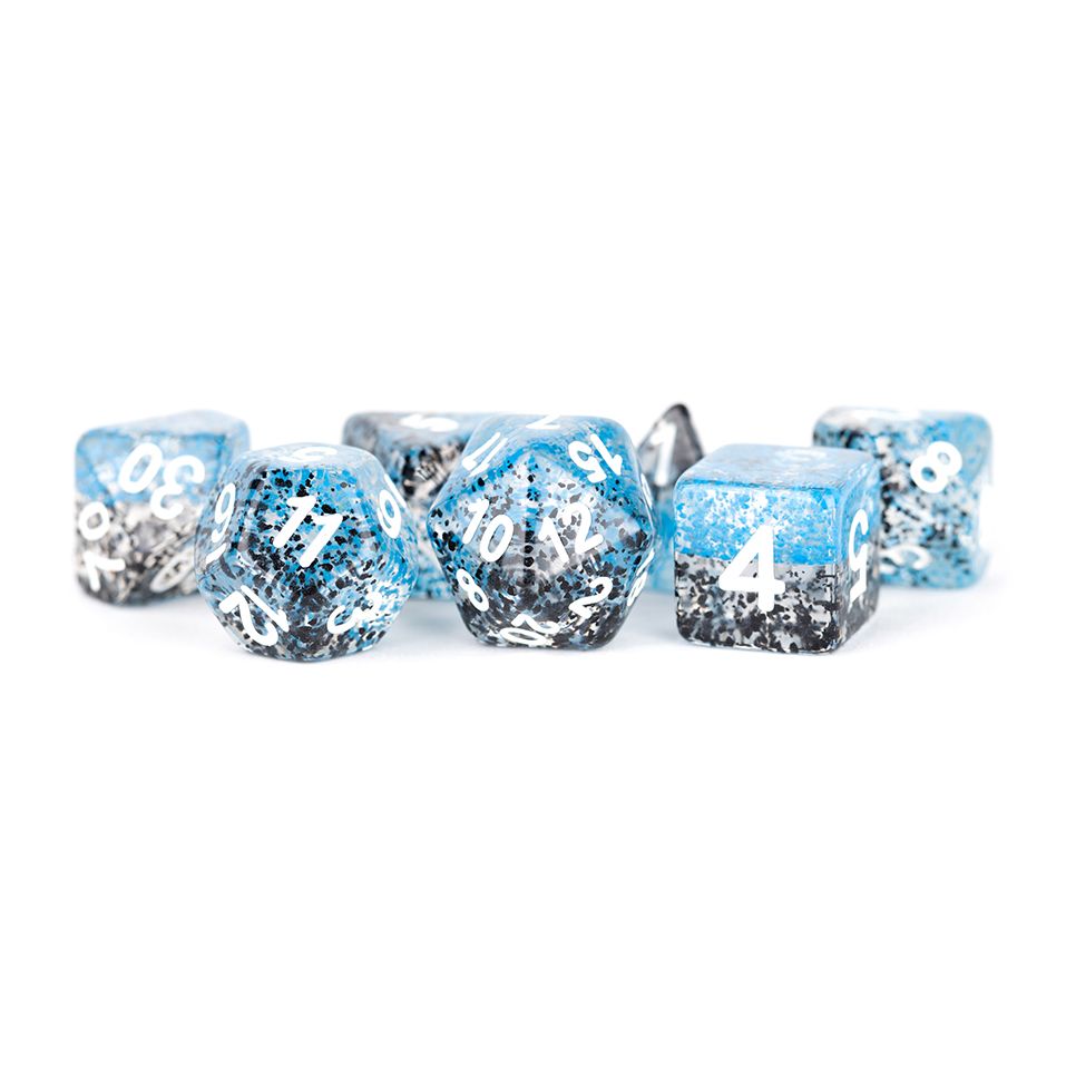 Metallic Dice Games - Digital Resin Dice Set 16mm - Particle Dice: Blue/Black