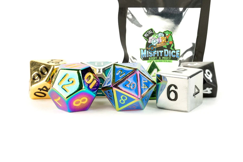 Metallic Dice Games - Mystery Misfit Metal Polyhedral Dice Set - Good Games