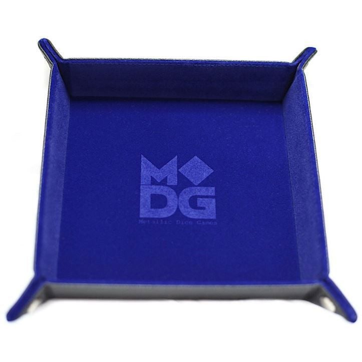 Metallic Dice Games - Velvet Folding Dice Tray - Blue 10x10 - Good Games