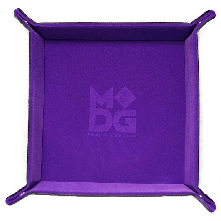 Metallic Dice Games - Velvet Folding Dice Tray - Violet 10x10 - Good Games