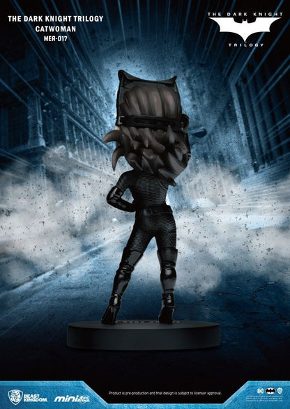 Dark Knight Trilogy Mini Egg Attack Catwoman vinyl figure in black suit with goggles and cat ears seen from back view