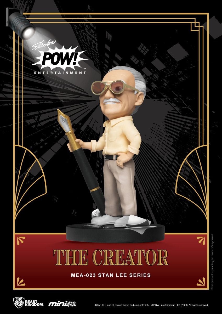 Stan Lee figure from the Mini Egg Attack series holding a giant fountain pen