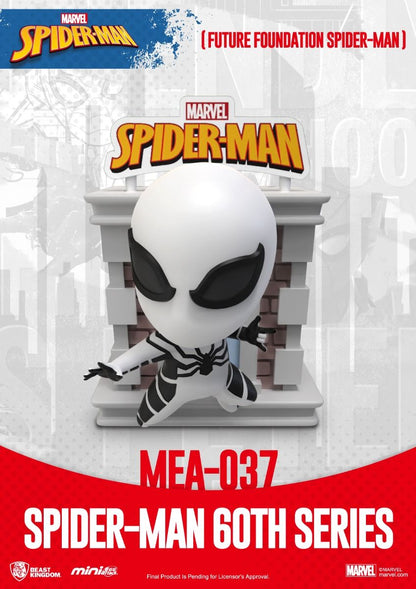 Future Foundation Spider-Man MEA-037 figure from the Marvel Spider-Man 60th Series on a brick base
