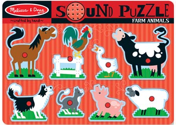 Melissa & Doug - Farm Animals Sound Puzzle 8 Pieces
