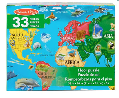 Melissa & Doug - World Map Floor Puzzle 33 Pieces